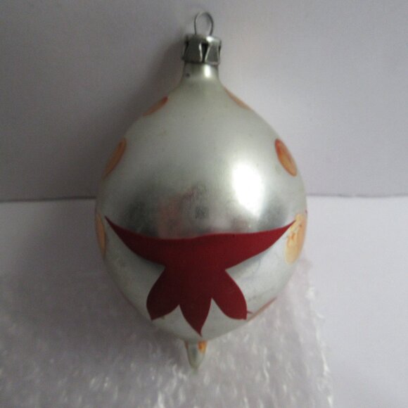 Hand Blown-Hand Painted Glass Tear Drop Christmas Ornament POLAND Vintage 3.5" - Picture 2 of 8